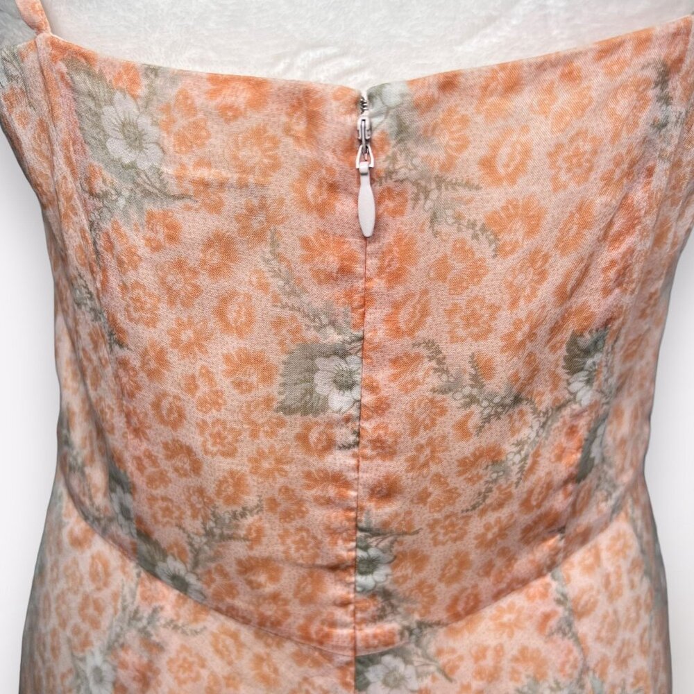 J.Crew Slip Dress Midi Spaghetti Straps Orange Floral Cotton Size 6 - Picture 7 of 10